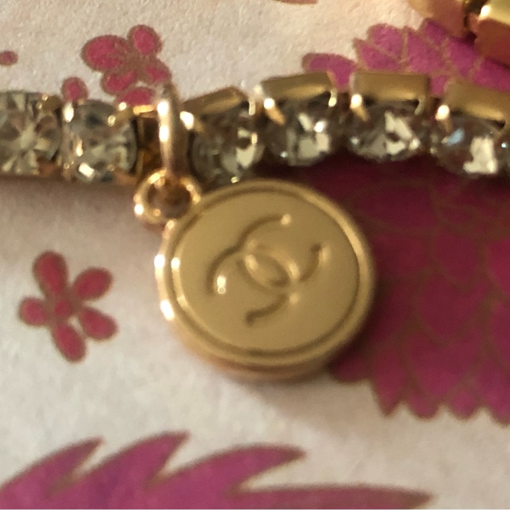CHANEL Charm with Golden Tennis Anklet Bracelet
